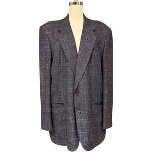 Givenchy Monsieur Vintage Charcoal Multicolor Plaid Wool Blazer Jacket Size 42R